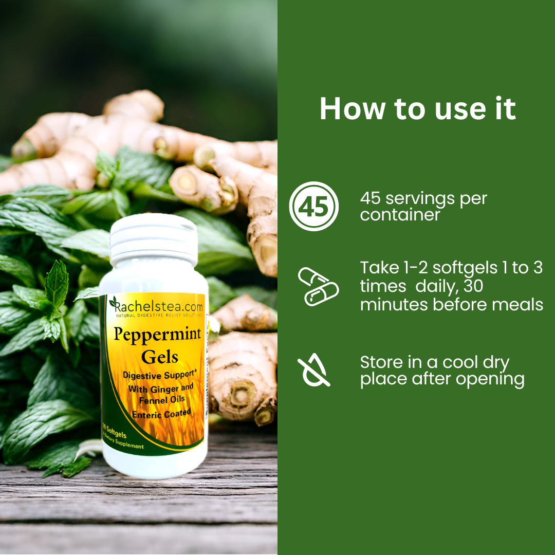 Pure Peppermint Oil Capsules for Healthy Digestion & Bloating Relief