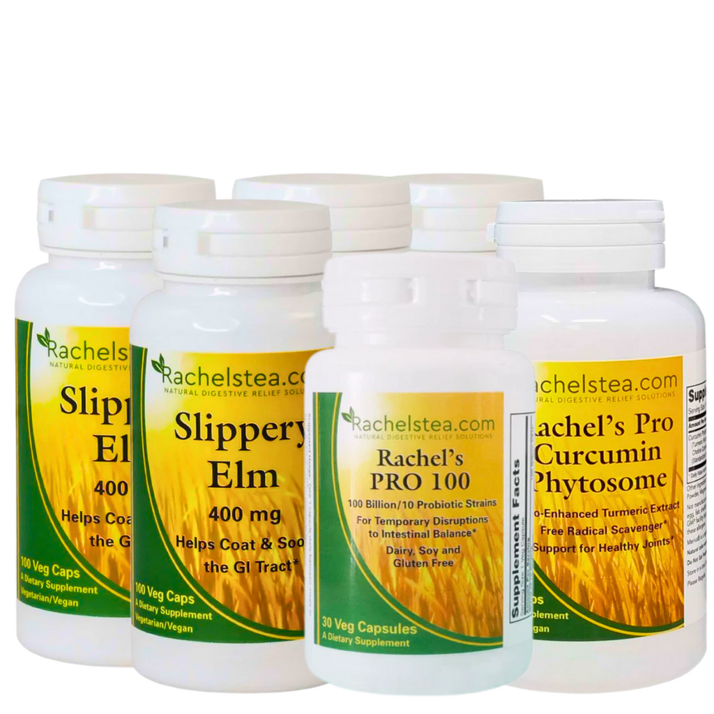 4 Slippery Elm, 1 Rachel's Pro Turmeric Blend &  1 Rachel's PRO 100