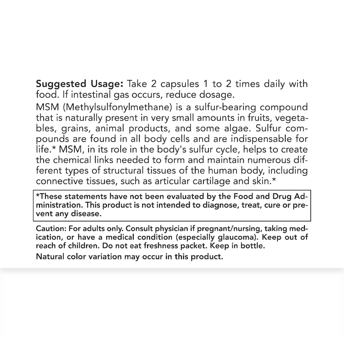 Methylsulfonylmethane Supplement (MSM Supplement 1000 mg Capsules)