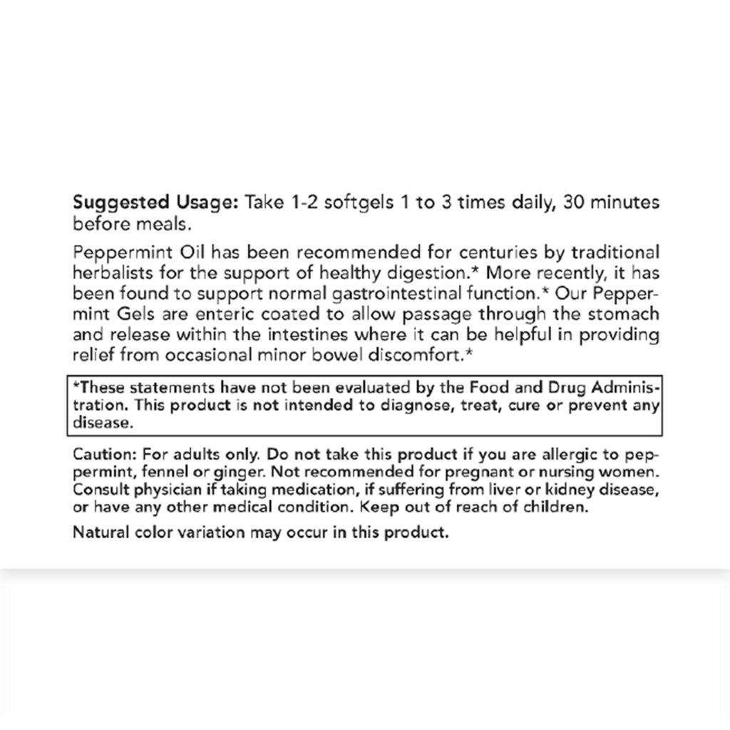 Pure Peppermint Oil Capsules for Healthy Digestion & Bloating Relief