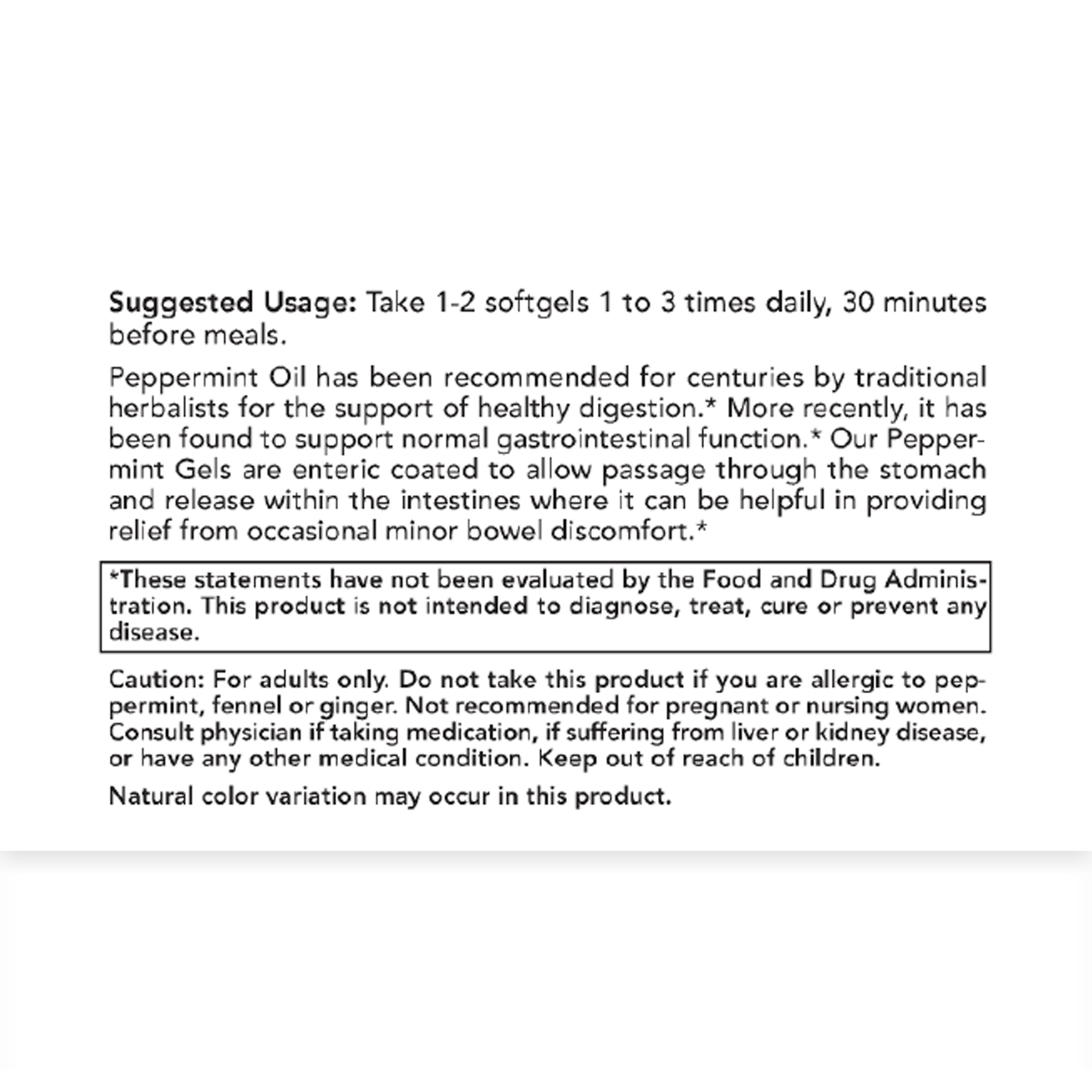 Pure Peppermint Oil Capsules for Healthy Digestion & Bloating Relief