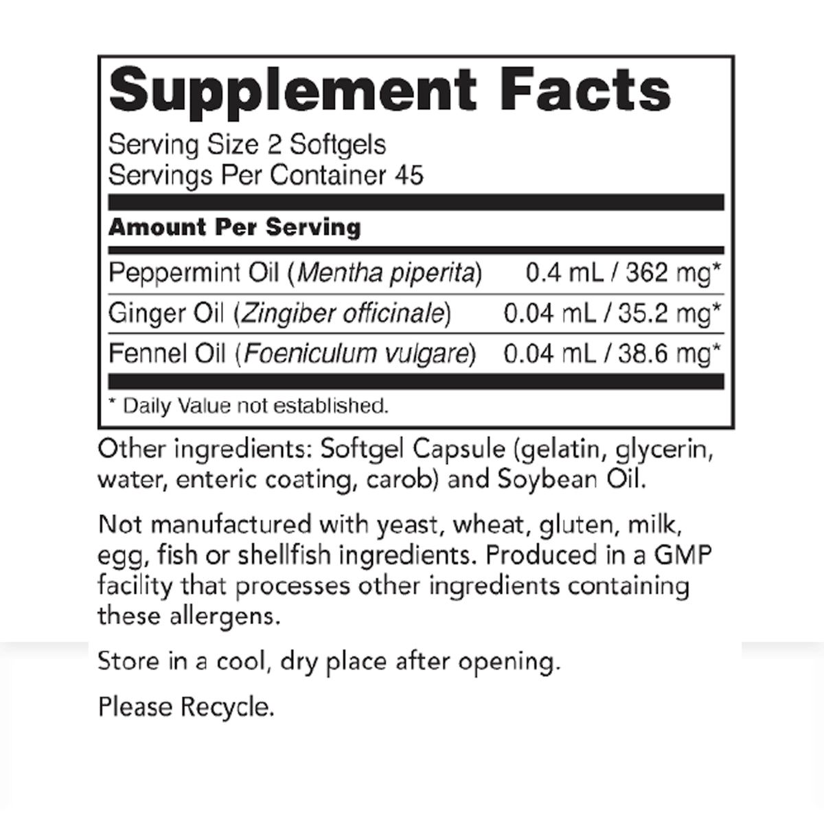 Pure Peppermint Oil Capsules for Healthy Digestion & Bloating Relief