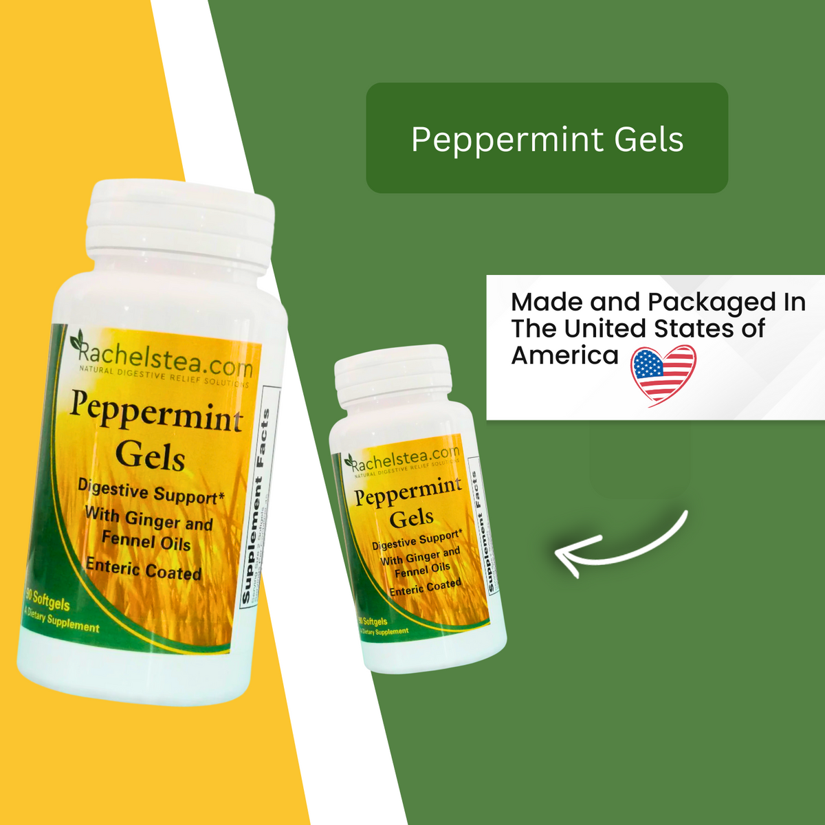 Pure Peppermint Oil Capsules for Healthy Digestion & Bloating Relief