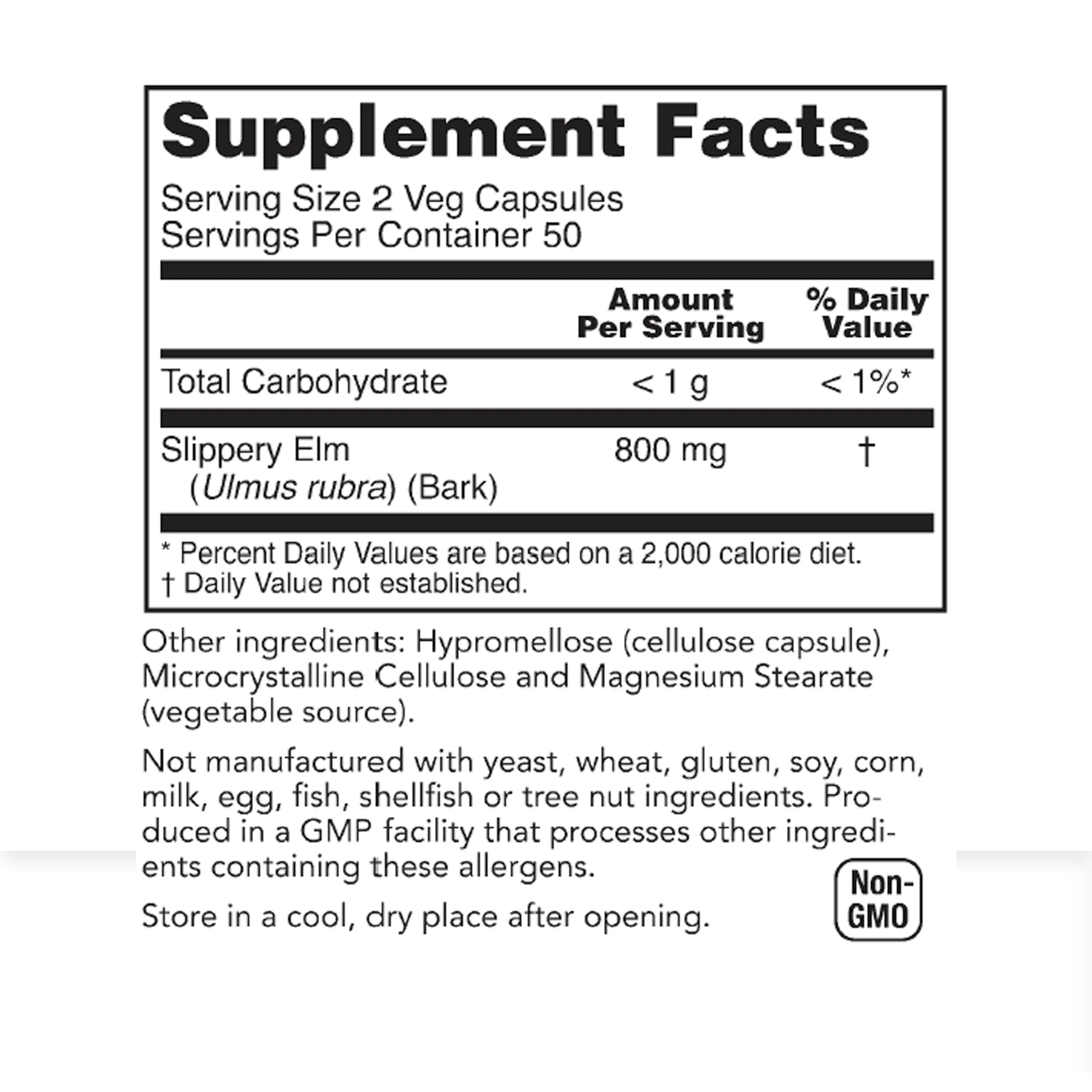 Slippery Elm Capsules for Acidic Digestion Relief & Constipation