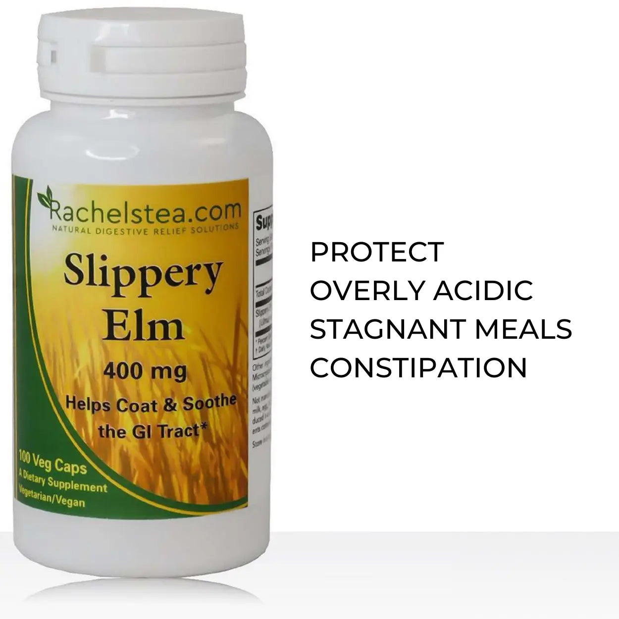 Slippery Elm Capsules for Acidic Digestion Relief & Constipation