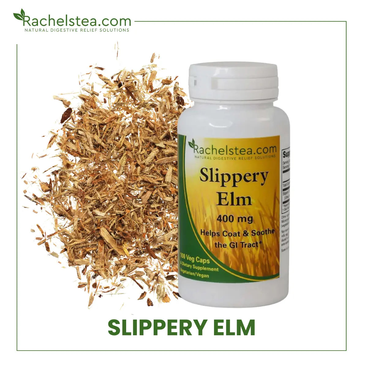 Slippery Elm Capsules for Acidic Digestion Relief & Constipation